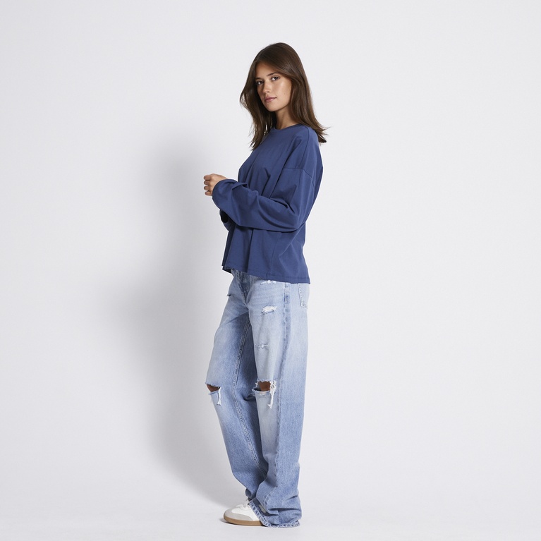 Oversized longsleeve-tee "Bree" Washed navy